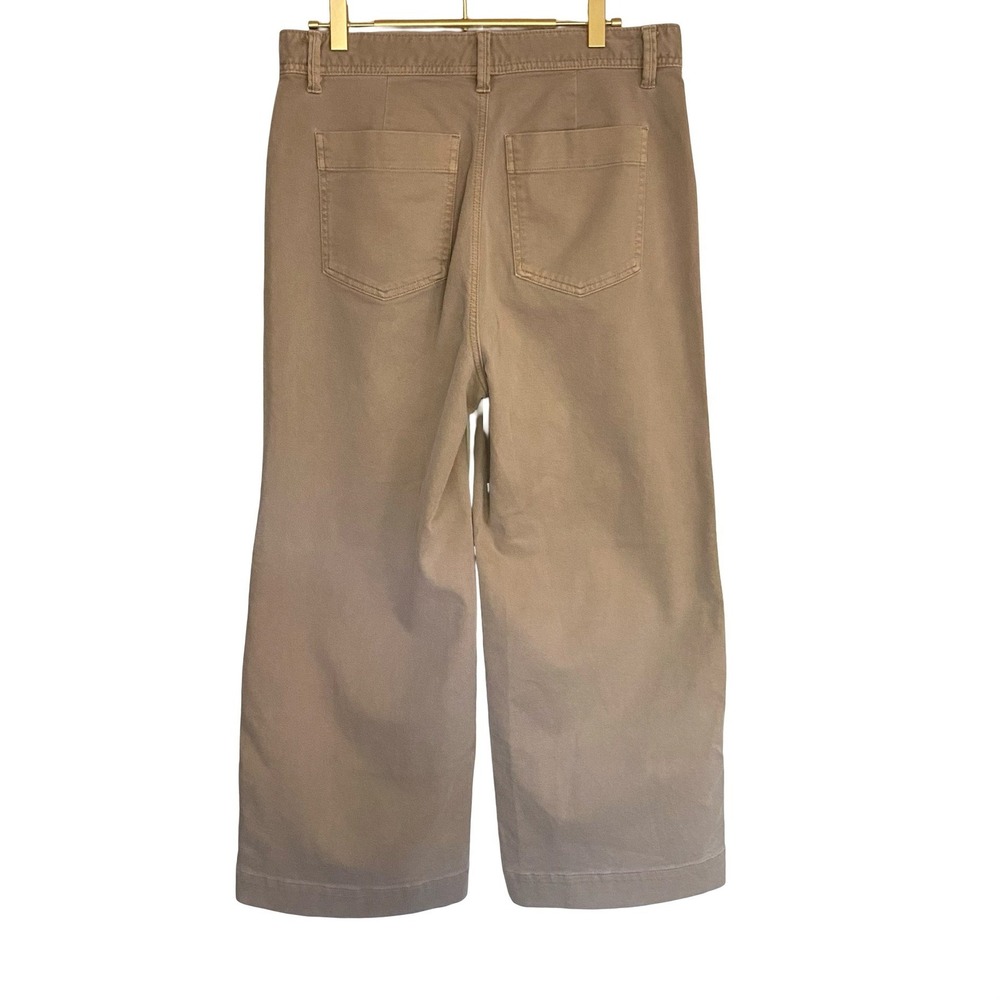 Gap High Rise Wide Leg Crop Khaki Pants Women Size 10 Cotton Twill - Picture 2 of 15